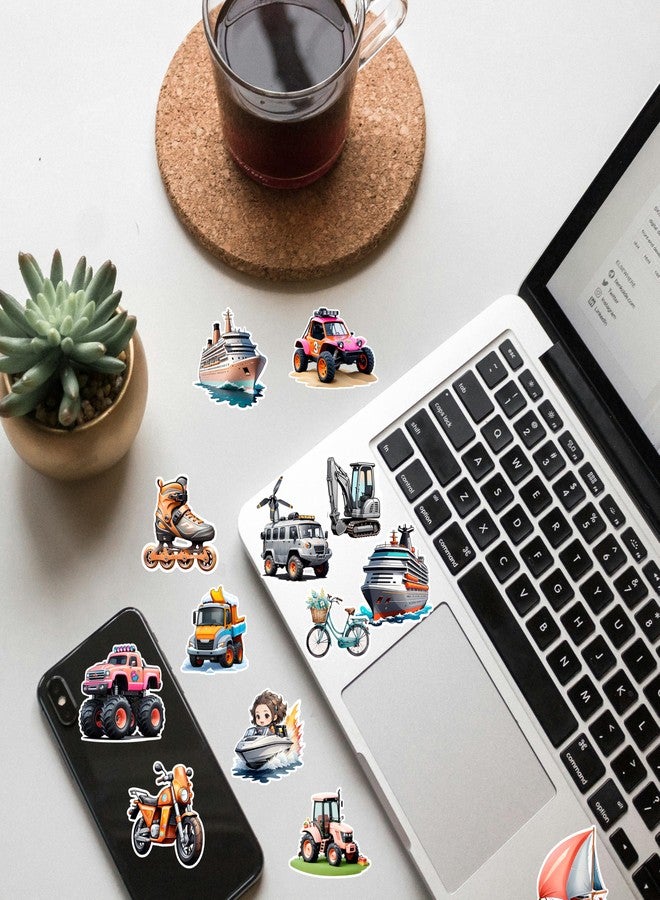 EXO DECOR Mixed Transportation Pack of 60 PCS Airplane Car Truck Bike Aeshthetic Stickers for Laptops, Guitars, Phones, Pads, Skateboards, Bicycles, Motorcycles, Helmets - Waterproof_1332 A - Image 2
